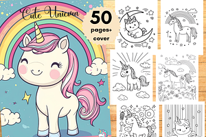Cute Unicorn Coloring Book for Kids, an Animal Illustration by LA Design