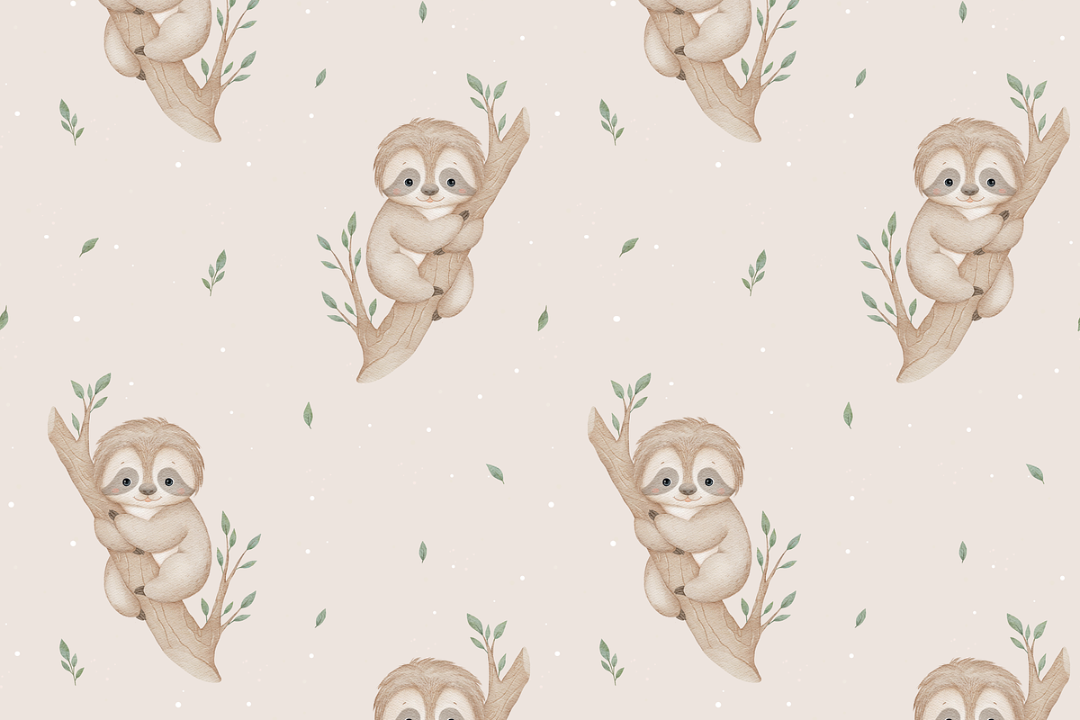 Baby Sloth – Patterns & Clipart, a Pattern Graphic by tetiartline (Photo 2 of 7)