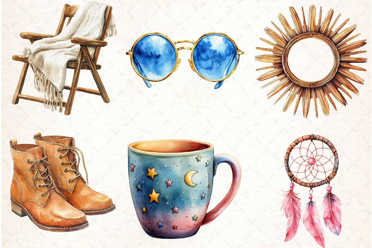 Boho Summer Clipart, an Illustration by Libby Wishes (Photo 5 of 6)