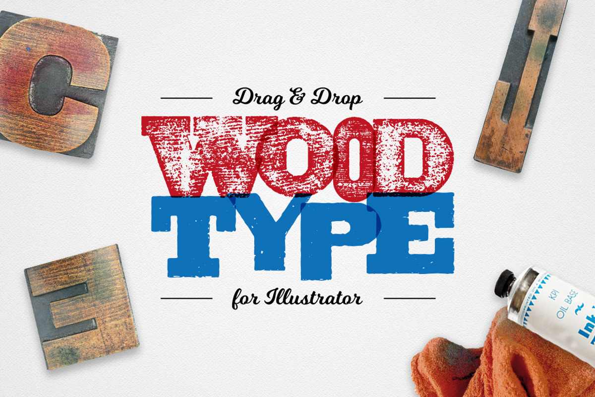 Drag & Drop WoodType for Illustrator, a Shape Add-On by Ian Barnard (Photo 1 of 8)