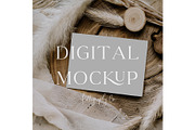 Boho Neutral Card Template Mockup, a Mockup by Kelligraphy Co. (Thumbnail 1 of 2)