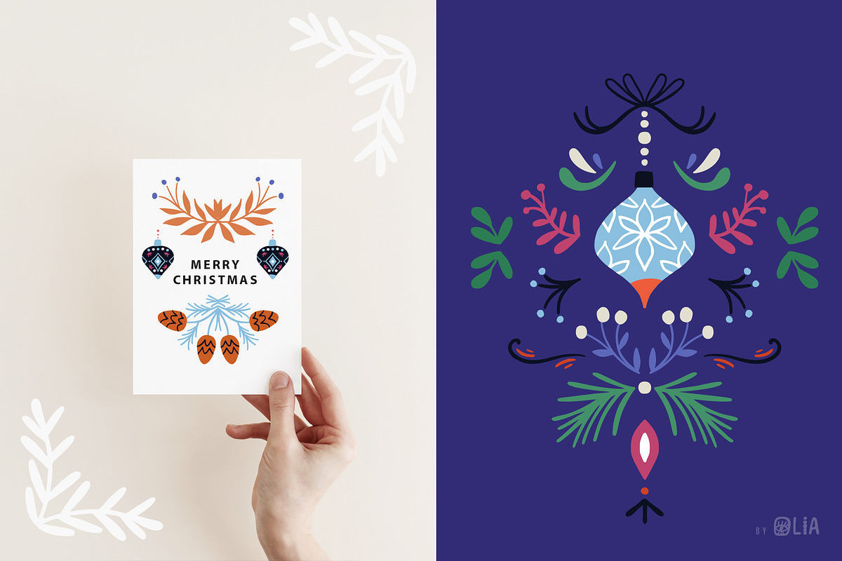 Ornate Christmas | floral clipart, an Illustration by Olia (Photo 3 of 14)