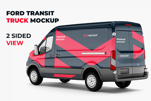 Ford Transit Truck Mockup 2 Views.