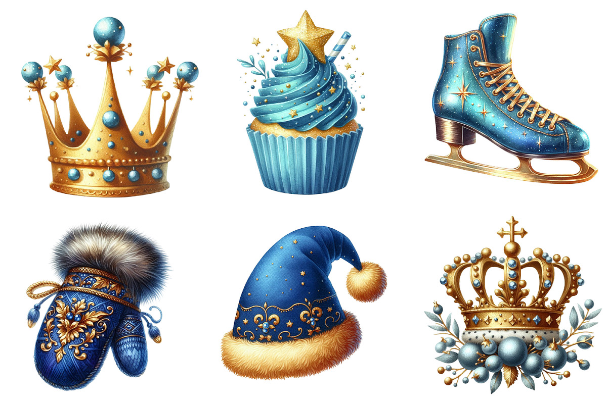 Blue and Gold Christmas Clipart, an Illustration by DreamArtGraphic (Photo 5 of 5)