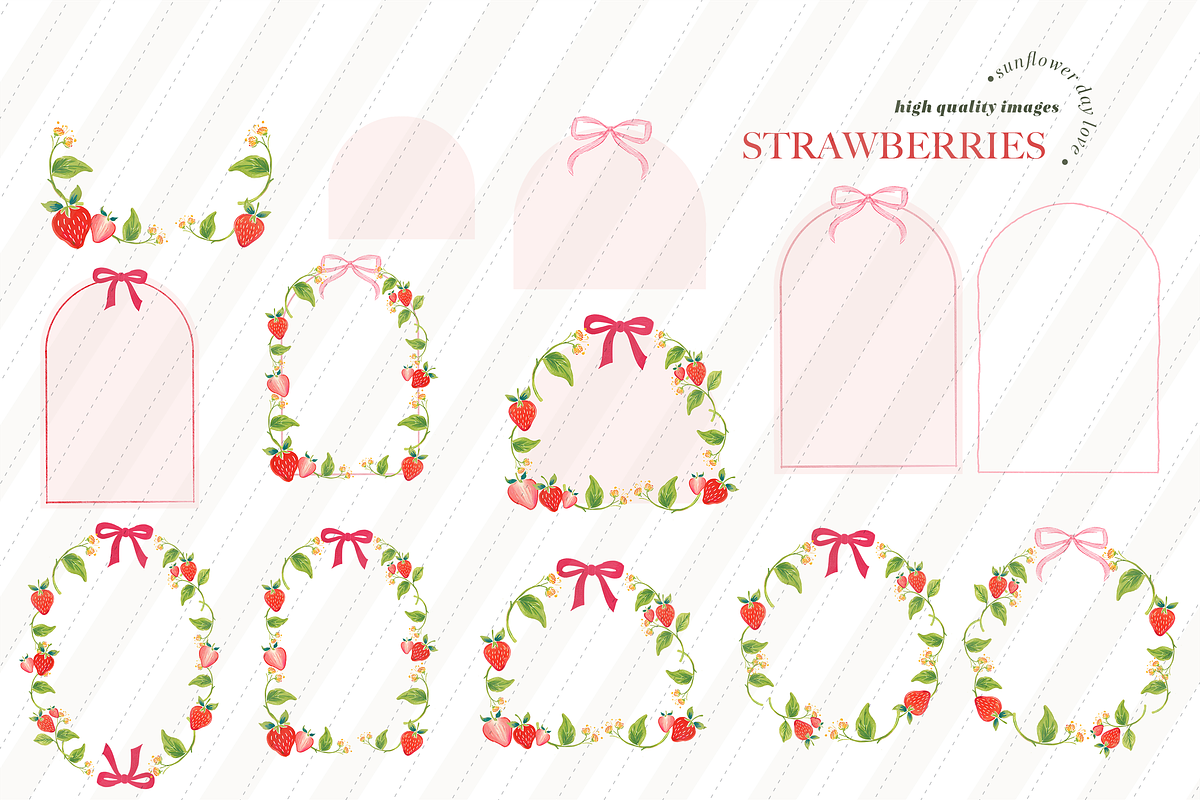 Bow Summer Strawberry Clipart, an Illustration by Sunflower Day Love (Photo 5 of 6)