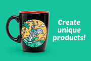 explore the ocean with dolphin, an Animal Illustration by gunaonedesign (Thumbnail 2 of 5)