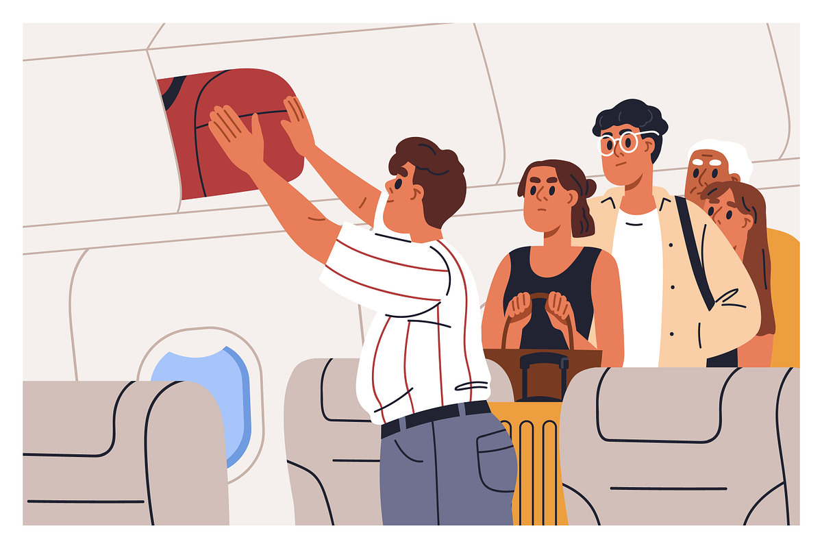 People travel by air in plane set, a Transportation Illustration by Good Studio (Photo 16 of 16)