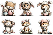 Whimsical Easter Cat Clipart, an Illustration by Sublimation Artist (Thumbnail 7 of 7)