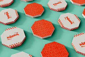 Mosaic Of Hexagonal Pizza Box Mockup