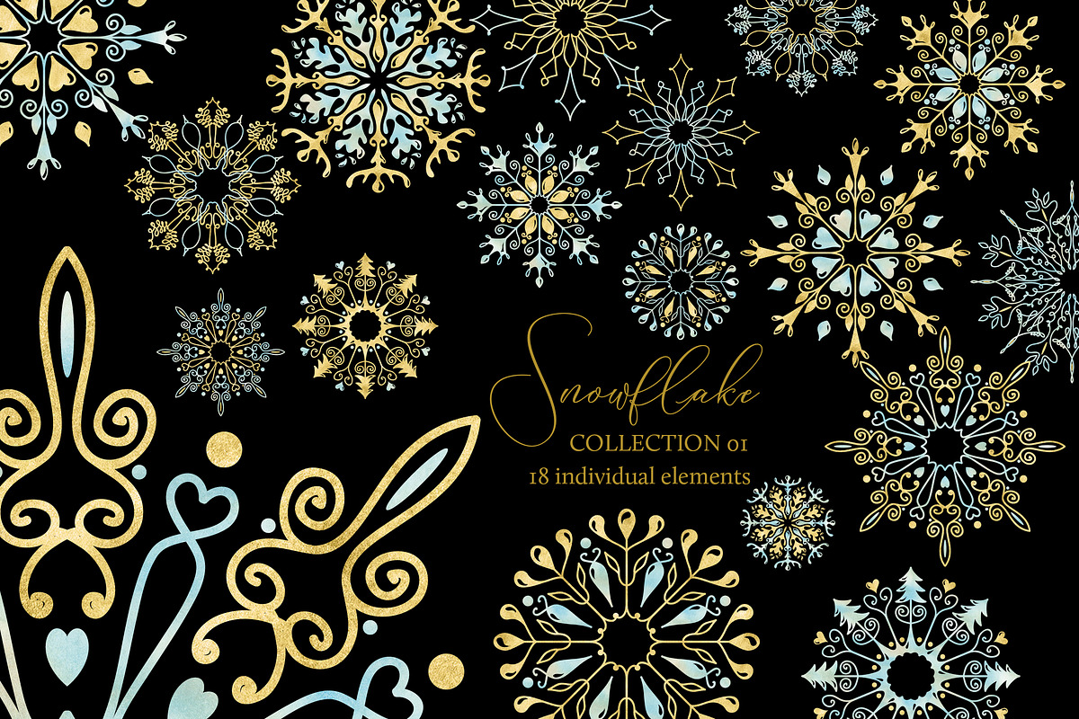 Snowflakes Clipart Collection 01, an Object Graphic by savanamm design (Photo 3 of 4)