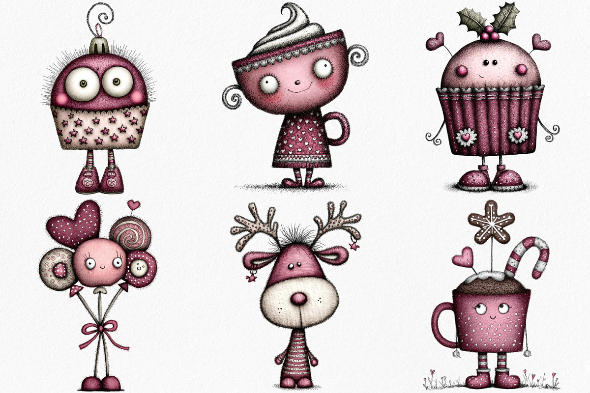 Whimsical Christmas Clipart Bundle, an Illustration by Canvas Craft (Photo 3 of 7)