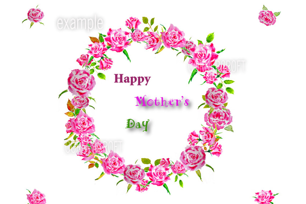 Watercolor Pink Roses and Leaves, a Templates & Theme by Corner Croft (Photo 2 of 3)
