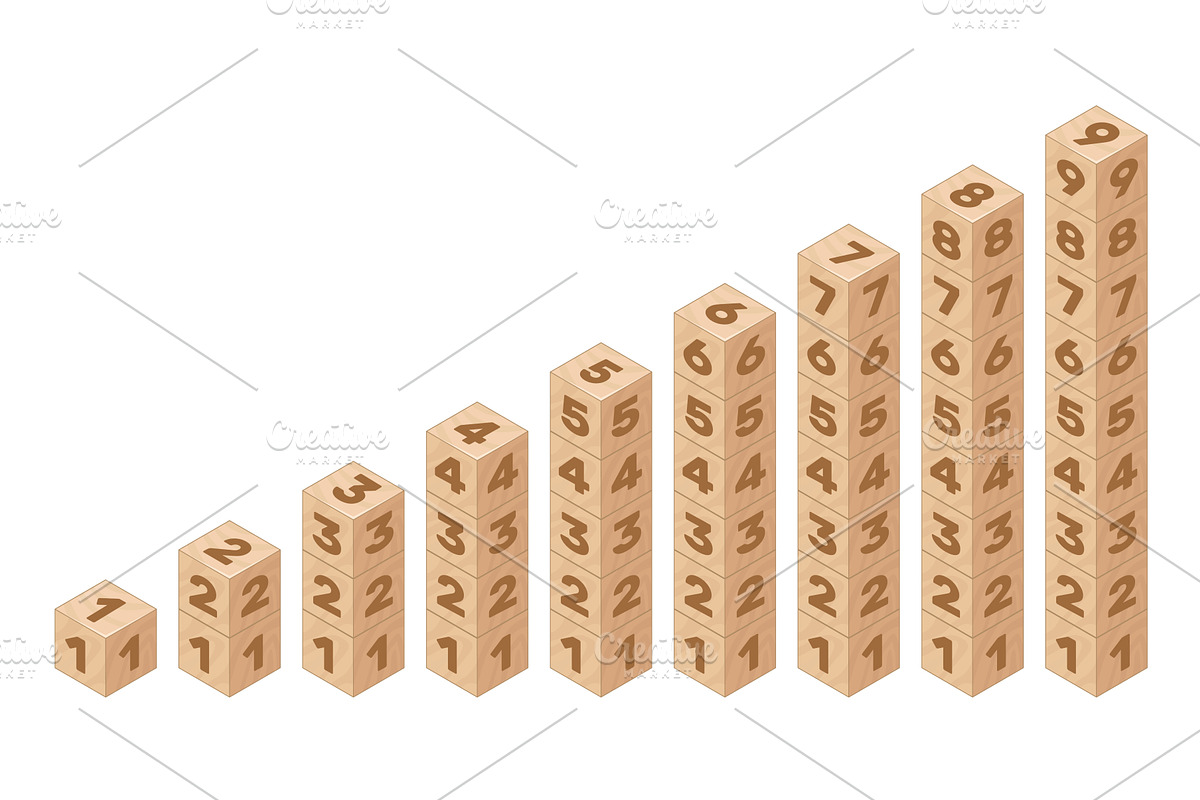 Wooden cube children learning set, an Object Illustration by YummyBuum