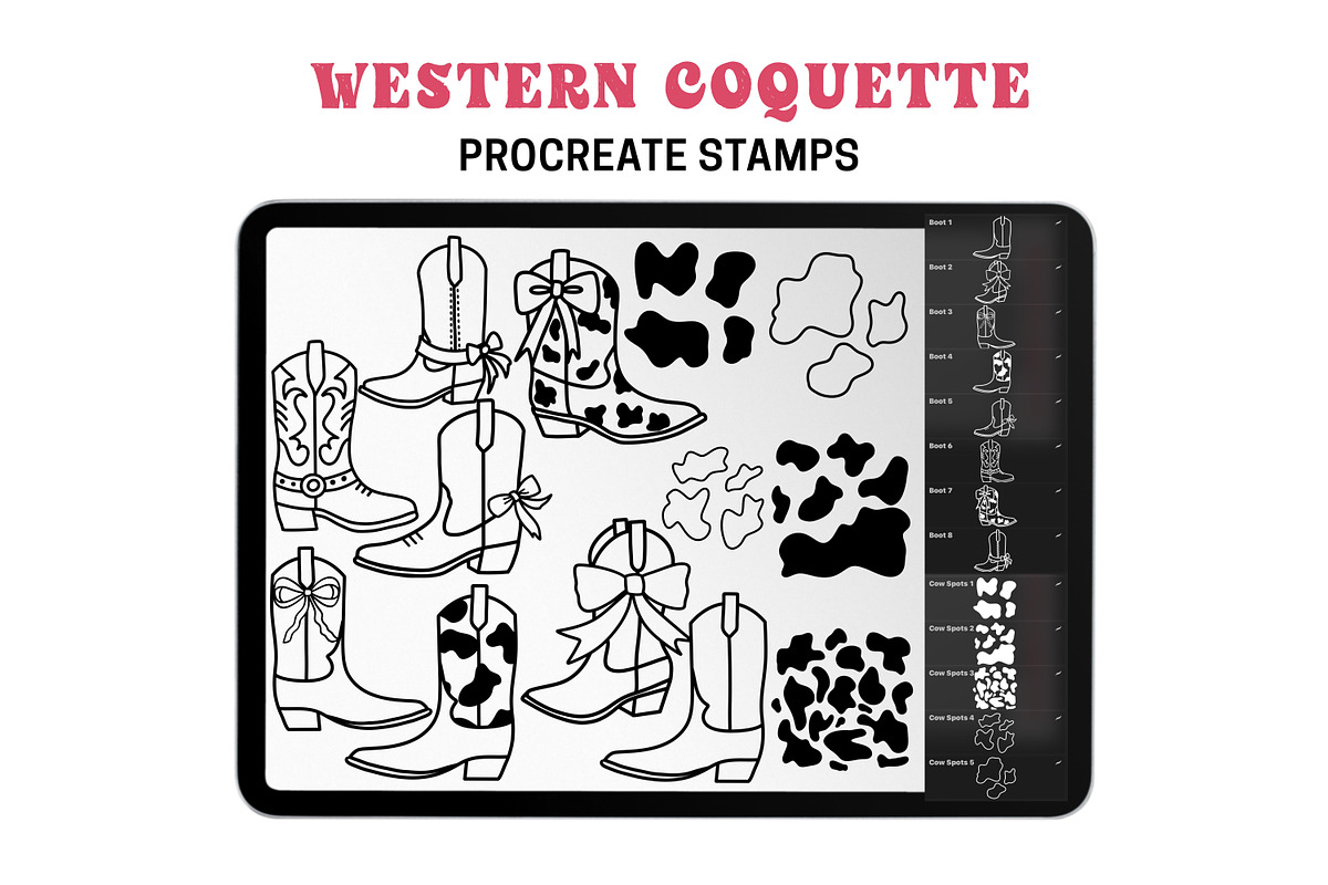 Procreate Stamps Western Coquette, a Brushes & More by Brush Lab (Photo 6 of 7)