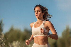 Woman runs in a park during the day, a Photo by Beautiful things