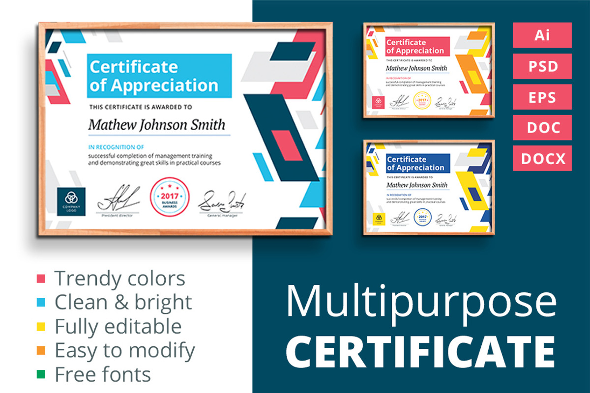 Modern multipurpose certificate, a Stationery Template by Grafvish (Photo 1 of 2)
