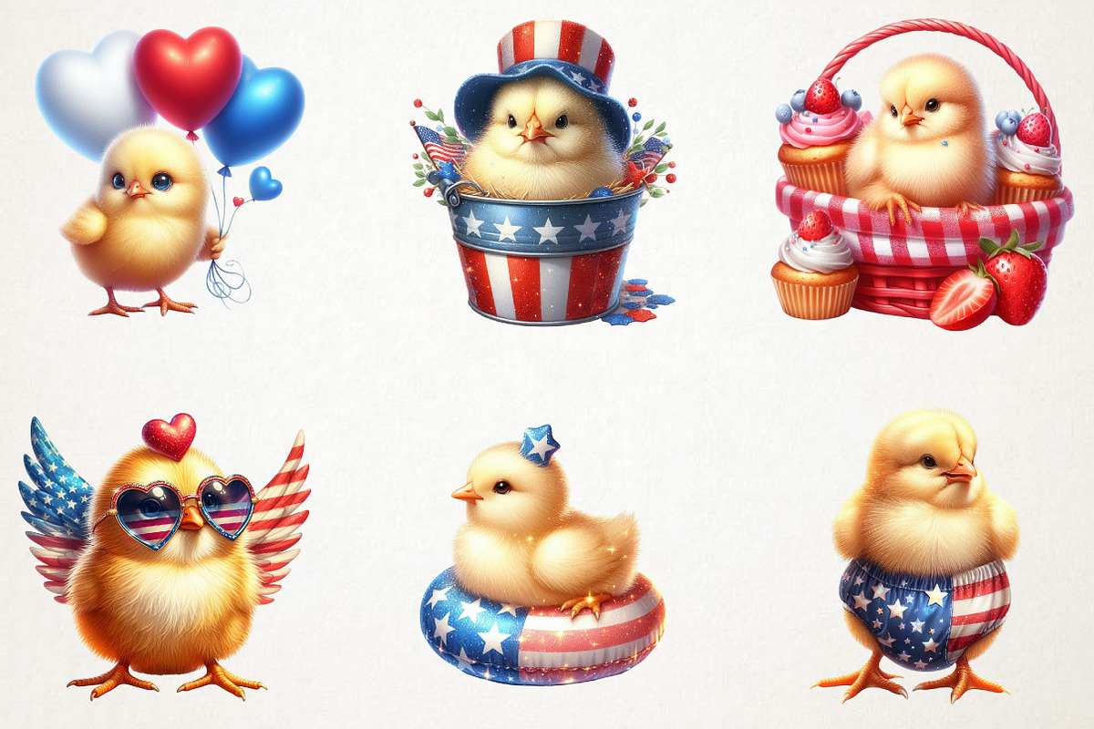 4th Of July Cute Chick Sublimation, an Animal Illustration by RobertsArt (Photo 7 of 7)