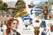 100 watercolour Scotland clip art, a Person Illustration by Poppy Lane Studio (Thumbnail 1 of 10)