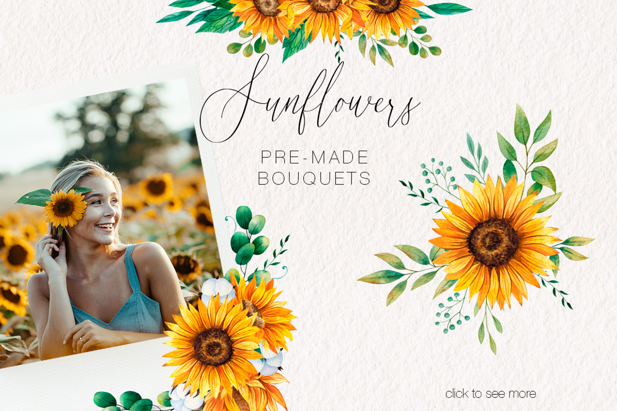 Watercolor Sunflowers Collection, an Illustration by Art Dari Autumn (Photo 5 of 15)