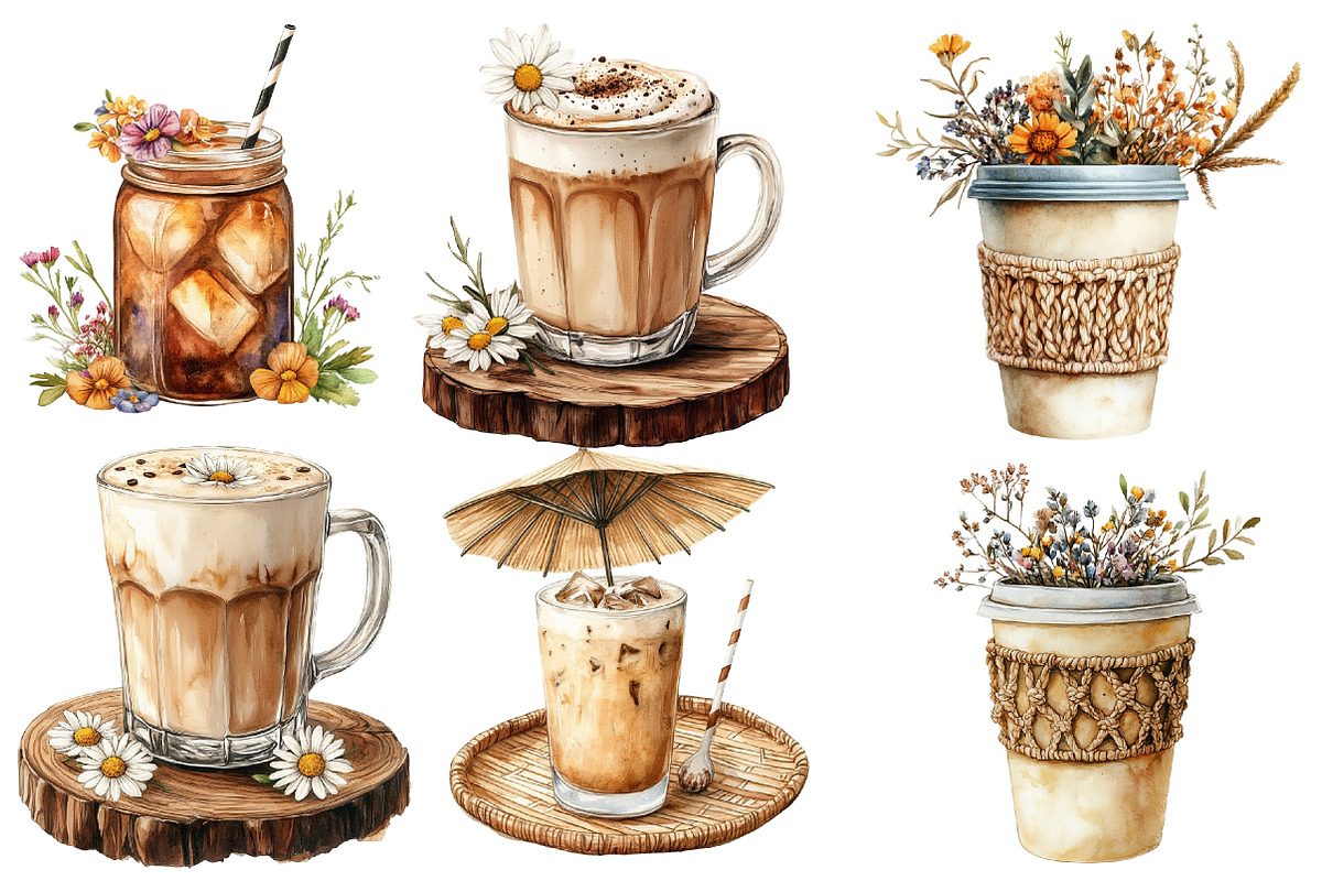 Boho Summer Coffee Time Clipart, an Illustration by Designworld (Photo 4 of 5)