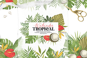 Watercolor Tropical Art Set