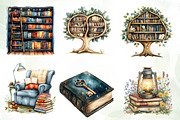 Whimsical Library Clipart, an Illustration by CreationArt (Thumbnail 4 of 5)
