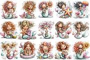 Whimsical Summer Mermaid Clipart, an Illustration by OK Design (Thumbnail 3 of 6)