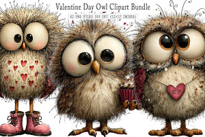 Valentine Day Owl Clipart, an Illustration by SinaCreation