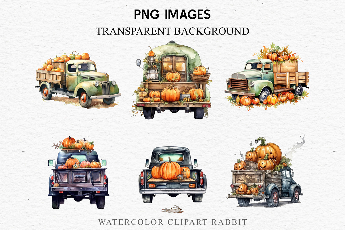 Halloween Truck With Pumpkin Clipart, a Seasonal Illustration by Rabbit Heart (Photo 6 of 10)