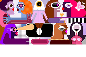 Large Group Of People, a Person Illustration by danjazzia