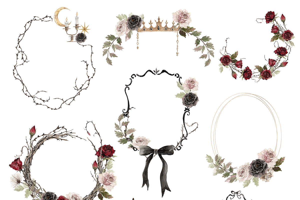 Watercolor Clipart - Haunted Rose, a Decorative Illustration by Beigetime (Photo 9 of 12)