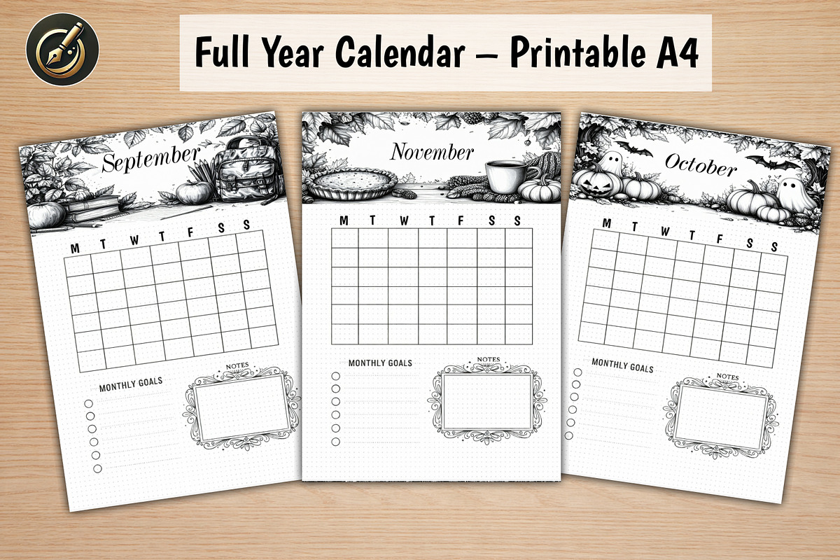 Printable Calendar A4, a Stationery Template by Print Haven (Photo 1 of 6)