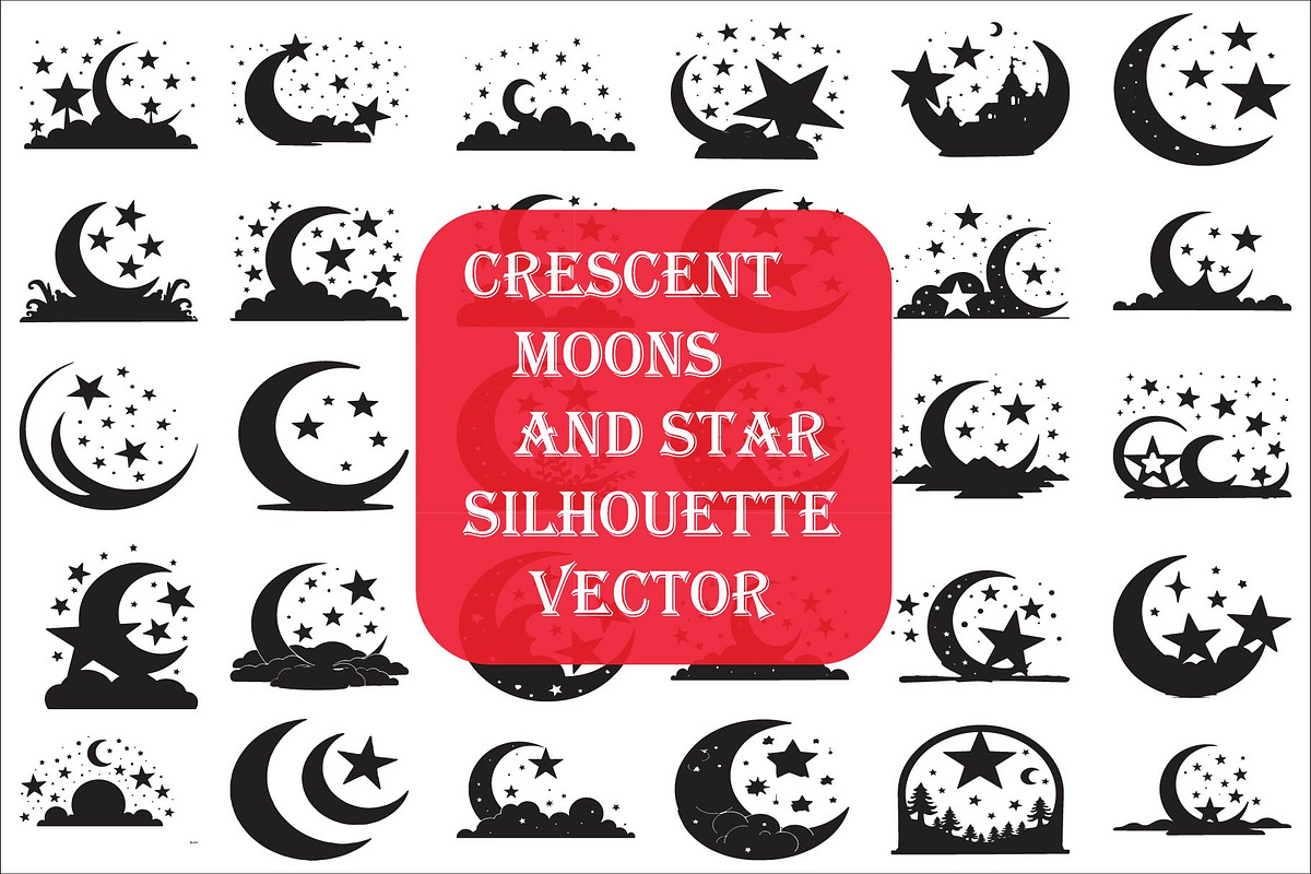 Crescent Moons and Star Silhouette, an Illustration by Amazin_art (Photo 1 of 31)