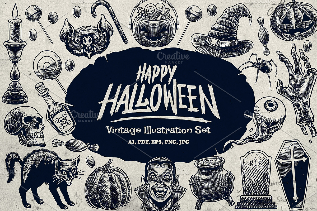 Halloween Hand-Drawn Illustration, an Object Graphic by bazzier_graphik (Photo 1 of 9)