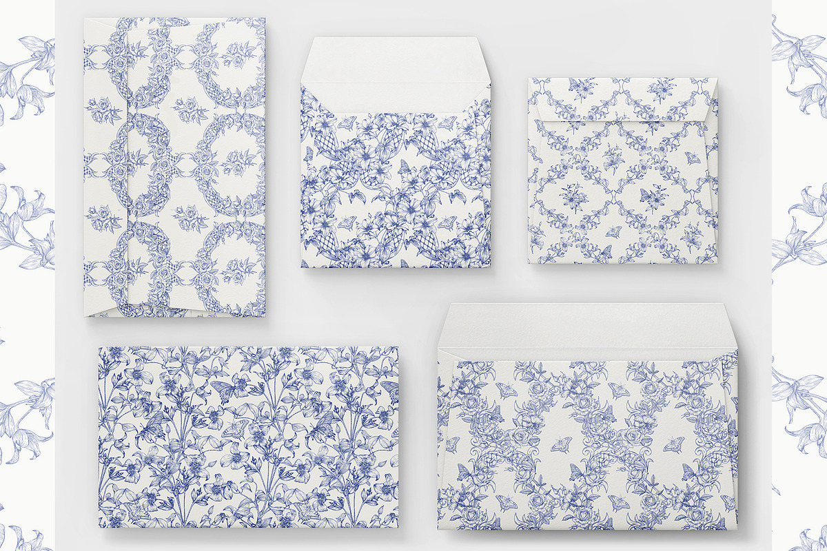 Vintage Seamless Patterns Toile Blue, a Pattern Graphic by ON_lineart_store (Photo 4 of 10)