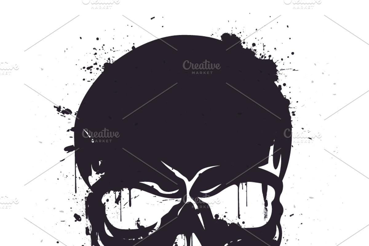 Hand Drawn Black Skull, a Person Illustration by Black White Mouse Design (Photo 3 of 3)