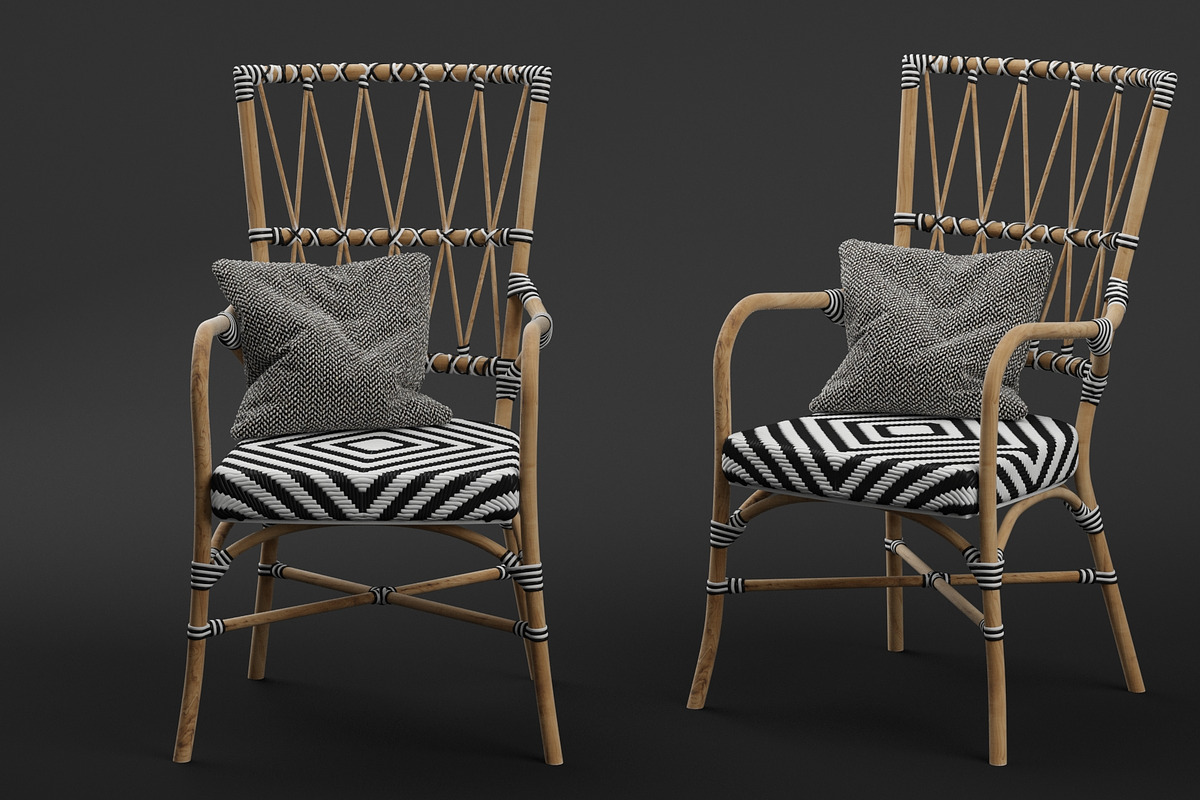 Criss Cross Black White Rattan Cafe, a Furniture 3D Model by NOMODOL (Photo 1 of 5)