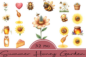 Summer Honey Garden Clipart, an Illustration by CrexoraLab