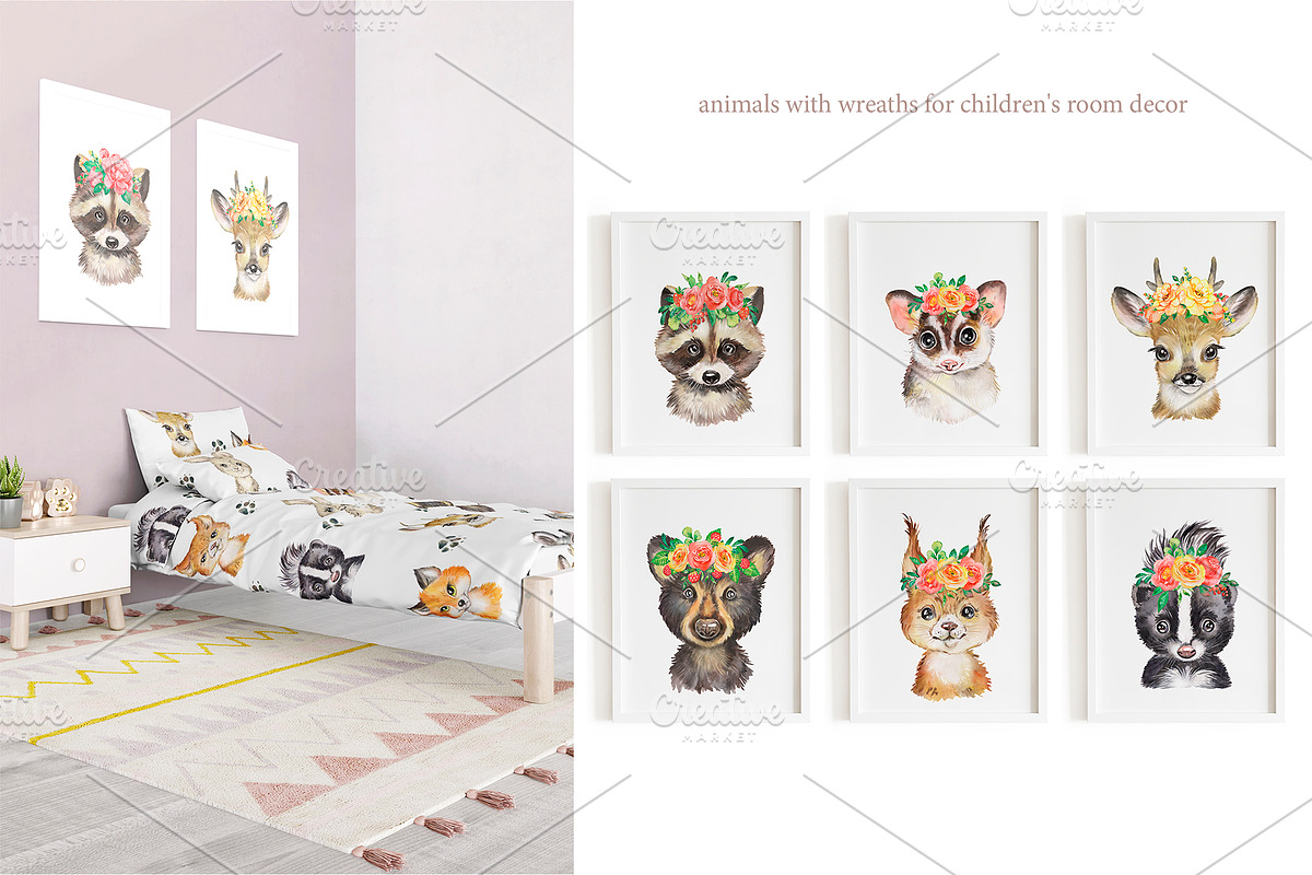 Watercolor Woodland Animals clipart, an Animal Illustration by SavinV (Photo 5 of 6)