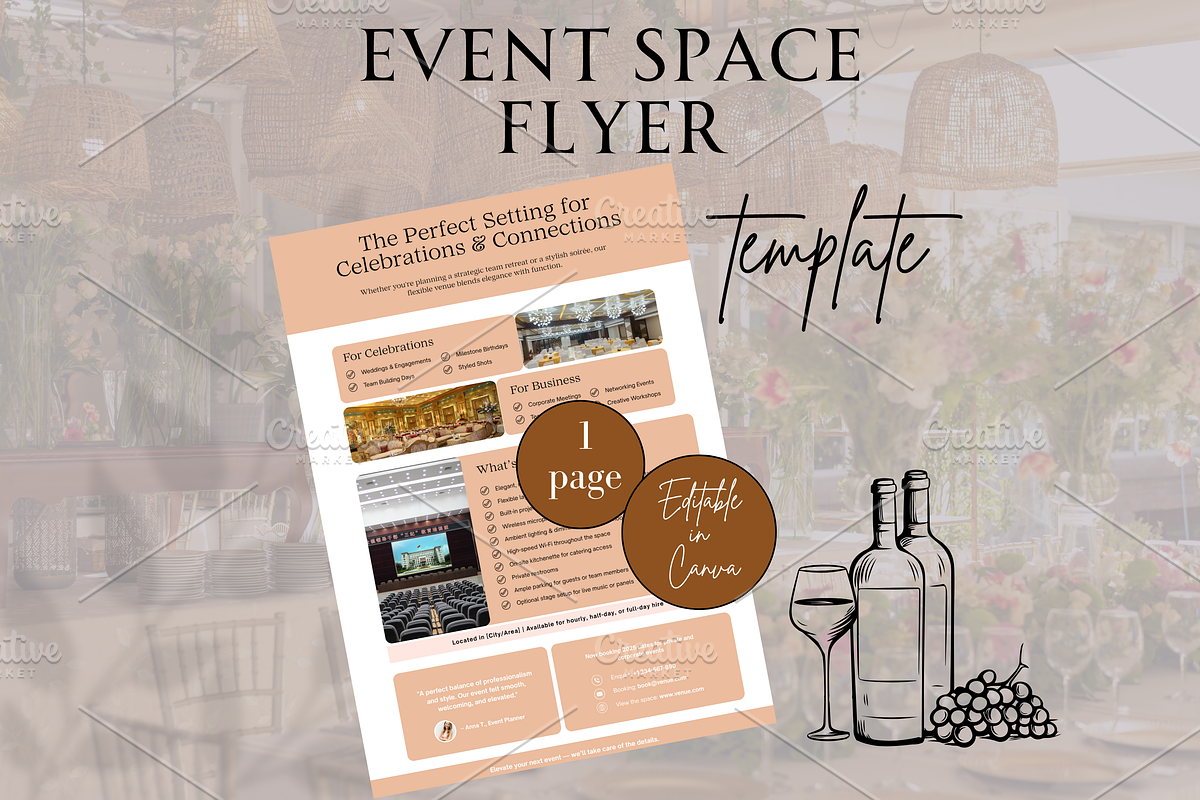 EVENT SPACE FLYER TEMPLATE, a Print Template by Daring Digies (Photo 1 of 3)