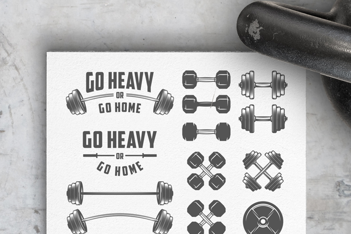 Gym equipment design elements, an Illustration by 1baranov
