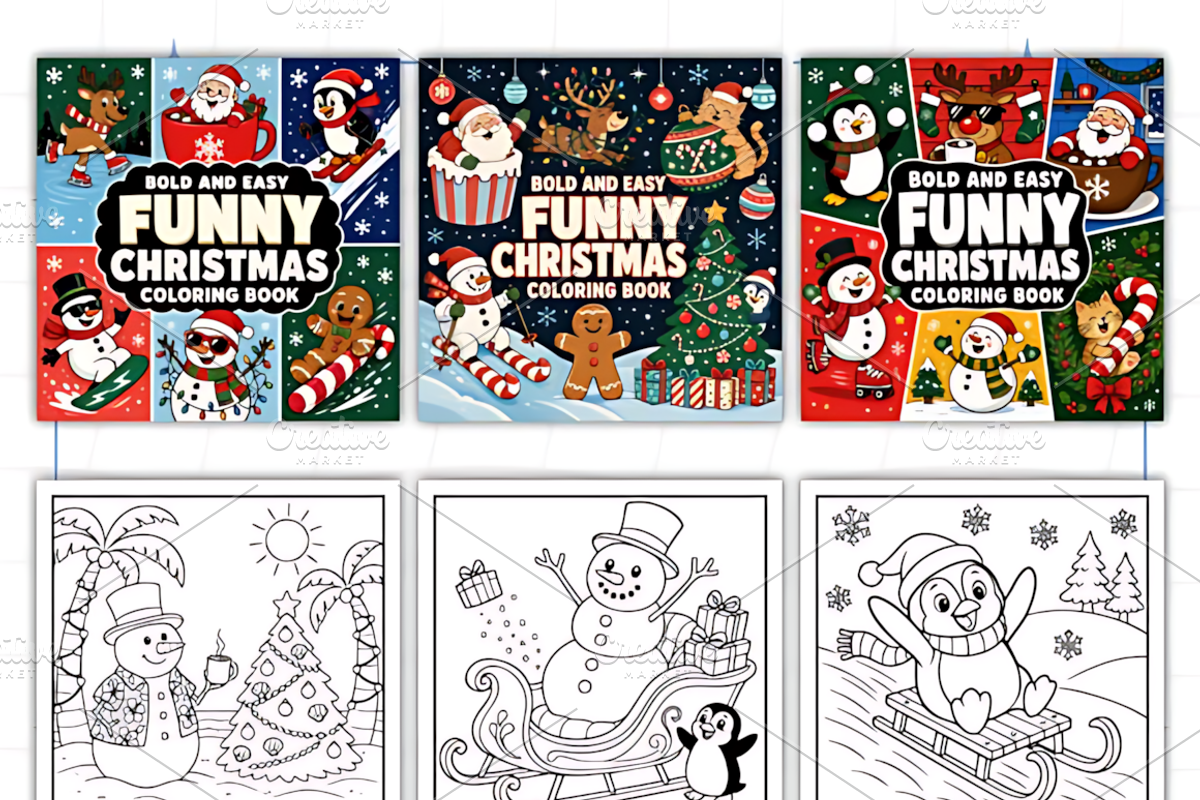 Funny Christmas Coloring Book, a Seasonal Illustration by Design Station (Photo 2 of 3)