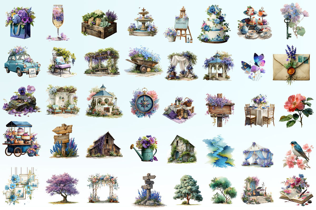 Secret Garden Wedding Map Elements, an Illustration by Loony Dream Designs (Photo 4 of 8)