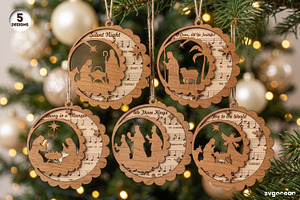 Nativity Sheet Music Ornaments SVG