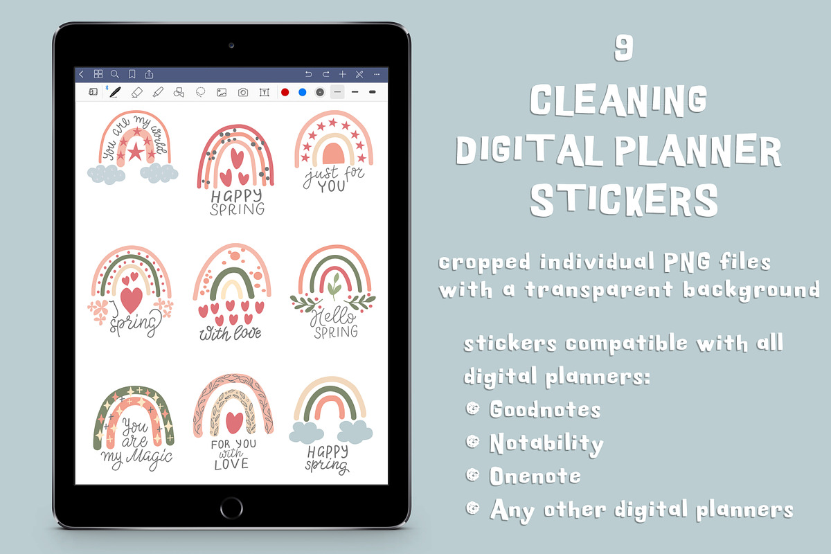 Spring Rainbows Stickers, a Technology Illustration by rinaletters (Photo 4 of 5)