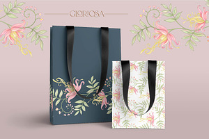 Gloriosa Seamless Patterns & Element