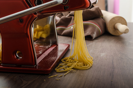 Homemade spaghetti carbonara production stock photo containing food and pasta, a Food & Drink Photo by Stepanek Photography