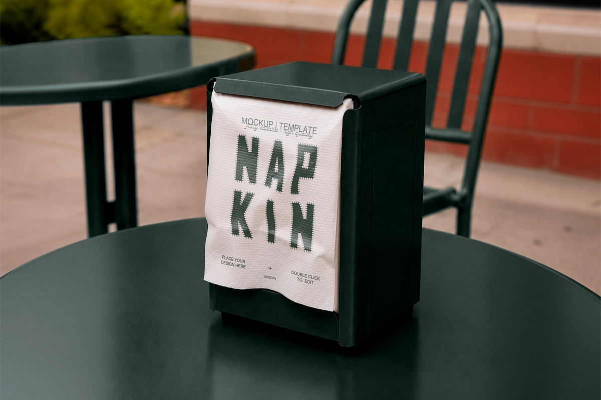 Cafe Napkin Dispenser Mockup, an Advertising Mockup by The Rose Project (Photo 1 of 3)