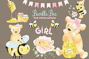 Girl Bear Bumble Bee Honey clipart, an Animal Illustration by Magic Story Studio (Thumbnail 4 of 4)