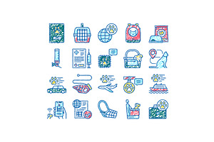 Pet Travel Equipment set Icons hand, an Object Illustration by pikepicture